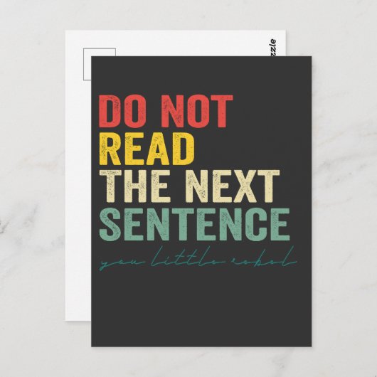 Lees de volgende zin Funny  Retro niet Briefkaart (Voorkant / Achterkant)