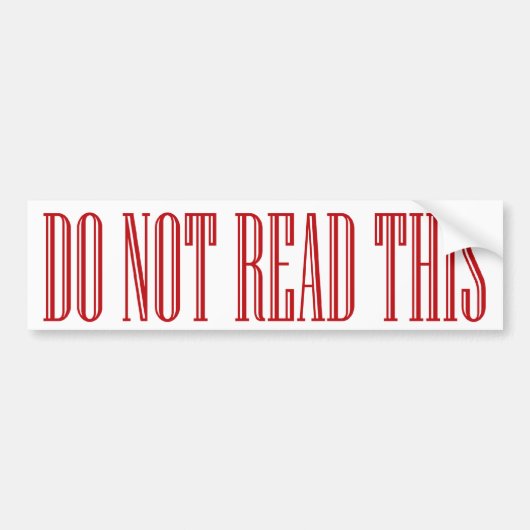 lees deze bumpersticker niet (Voorkant)