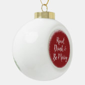 Lees-, Drink- en BE Merry Book Club Keramische Bal Ornament (Links)