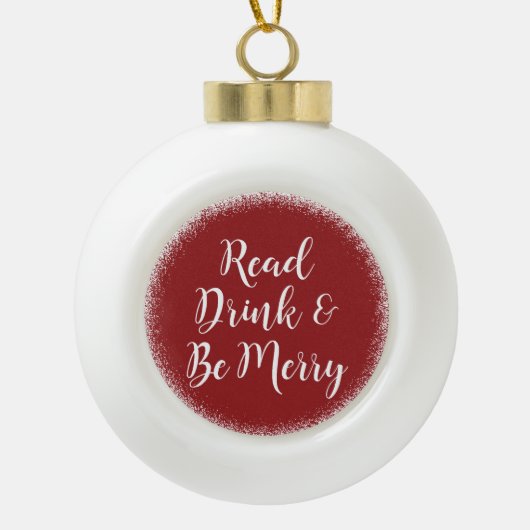 Lees-, Drink- en BE Merry Book Club Keramische Bal Ornament (Voorkant)