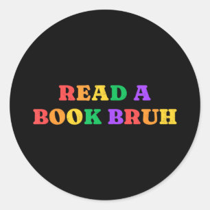 Lees een boek bruh regenboog vintage ronde sticker