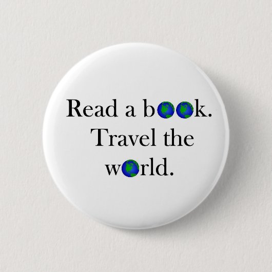 Lees een boek Reis the World Ronde Button 5,7 Cm (Voorkant)
