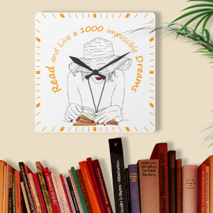 Lees en leef een 1000 onmogelijke dromen vierkante klok