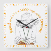 Lees en leef een 1000 onmogelijke dromen vierkante klok (Voorkant)