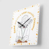 Lees en leef een 1000 onmogelijke dromen vierkante klok (Hoek)