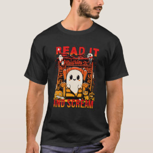 Lees het en schreeuw Ghost Funny Haunted Book Nook T-shirt