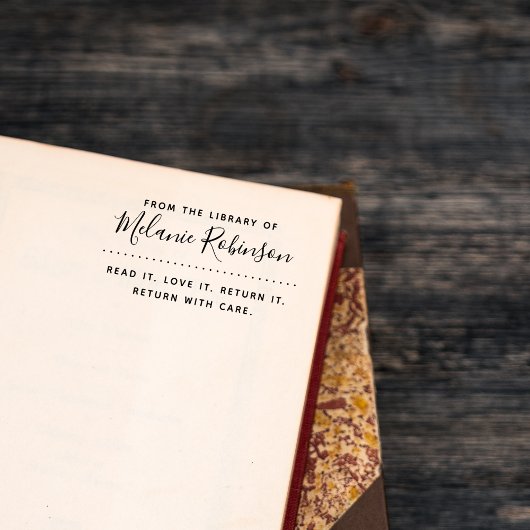 Lees het. Ik hou ervan. Terug. Aangepaste biblioth Rubberstempel