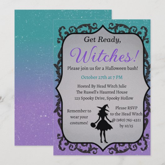 Lees het maar, heksen! Halloweenfeest Kaart (Voorkant / Achterkant)