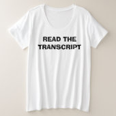 LEES HET TRANSCRIPT GROTE MAAT T-SHIRT (Design voorkant)