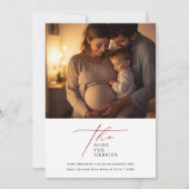 Lees hoe meer de Merrier-foto zwangerschap Kerstmi Feestdagenkaart (Voorkant)