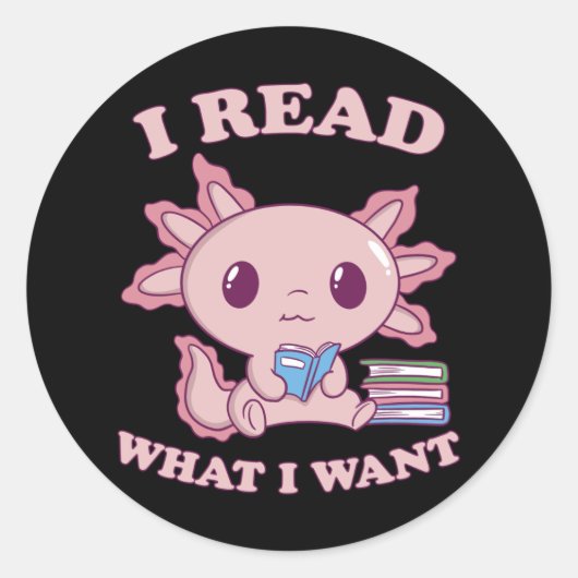 Lees I want Book Axolotl Stories Gift Ronde Sticker (Voorkant)