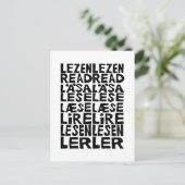 Lees in 8 talen Lino Print Briefkaart (Staand voorkant)