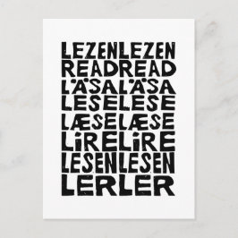 Lees in 8 talen Lino Print Briefkaart