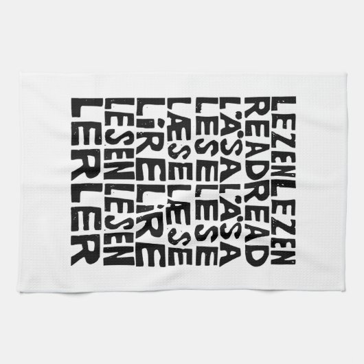 Lees in 8 Talen Lino Print Keukenhanddoeken (Horizontaal)