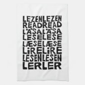 Lees in 8 Talen Lino Print Keukenhanddoeken (Verticaal)