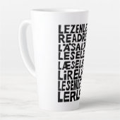 Lees in 8 Talen Lino Print Latte Mok (Linkerhoek)