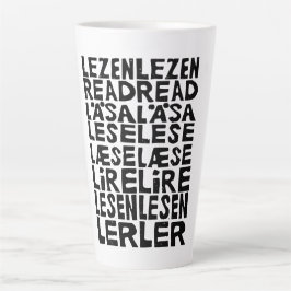 Lees in 8 Talen Lino Print Latte Mok
