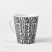 Lees in 8 Talen Lino Print Latte Mok (Linkerhoek)