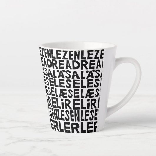 Lees in 8 Talen Lino Print Latte Mok (Rechts)
