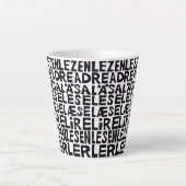 Lees in 8 Talen Lino Print Latte Mok (Voorkant)