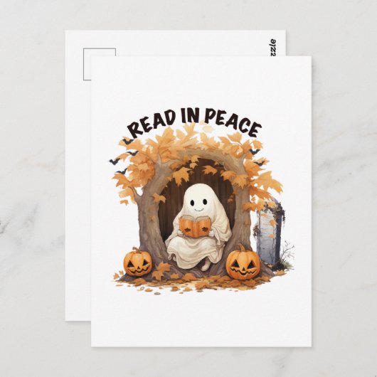 Lees in Peace Book Ghost Briefkaart (Voorkant / Achterkant)