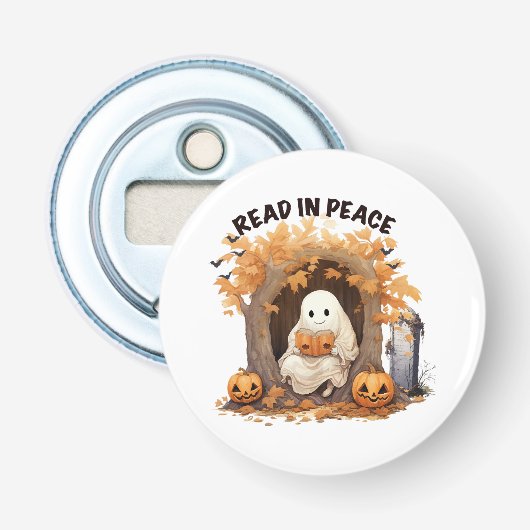 Lees in vrede Boo Geest Button Flesopener (Voorkant)