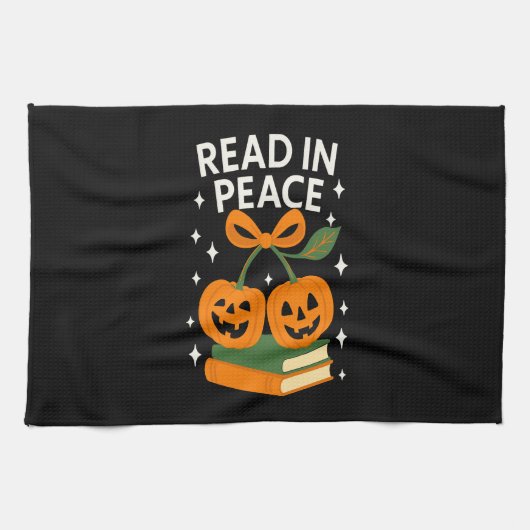 Lees in vrede Grappig Halloween-boek Theedoek (Horizontaal)