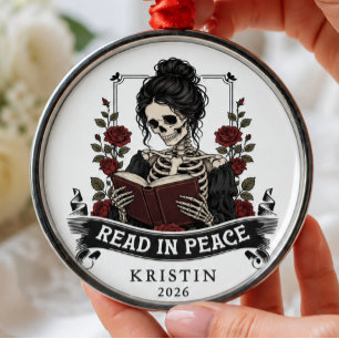 Lees in Vrede Skelet Boekliefhebber Ornament
