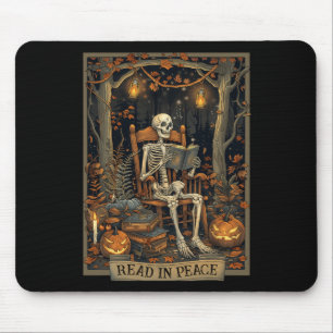 Lees in Vrede Skelet Halloween Lees verboden boeke Muismat