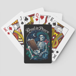Lees in Vrede Skelet Lezer Boekenliefhebber Boekli Pokerkaarten