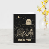 Lees in Vrede Skeleton Boeken lezen Funny Hallowe Kaart (Gele Bloem)