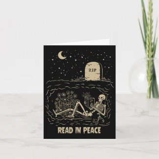 Lees in Vrede Skeleton Boeken lezen Funny Hallowe Kaart