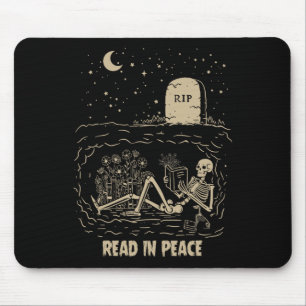 Lees in Vrede Skeleton Boeken lezen Funny Hallowe Muismat