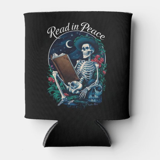 Lees in Vrede Skeleton Leesboek Lover Bookish Blikjeskoeler (Voorkant)