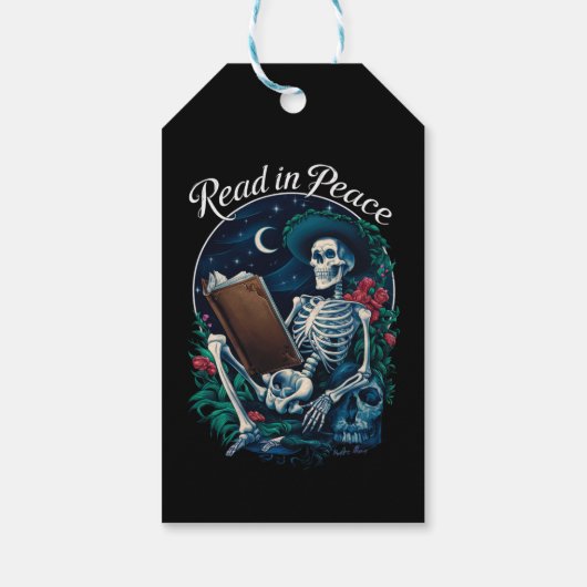 Lees in Vrede Skeleton Leesboek Lover Bookish Cadeaulabel (Achterkant)