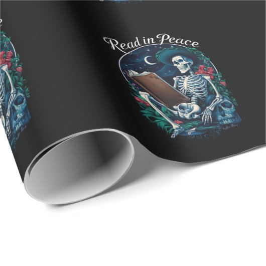Lees in Vrede Skeleton Leesboek Lover Bookish Cadeaupapier (Rol Hoek)