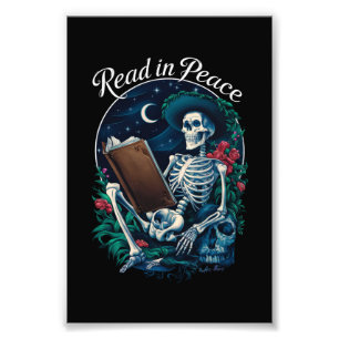 Lees in Vrede Skeleton Leesboek Lover Bookish Foto Afdruk