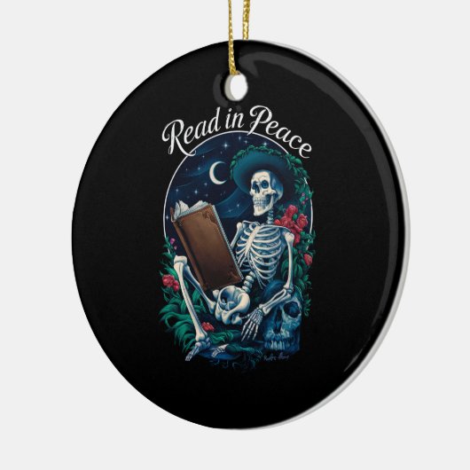 Lees in Vrede Skeleton Leesboek Lover Bookish Keramisch Ornament (Links)