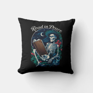 Lees in Vrede Skeleton Leesboek Lover Bookish Kussen