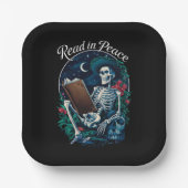 Lees in Vrede Skeleton Leesboek Lover Bookish Papieren Bordje (Voorkant)