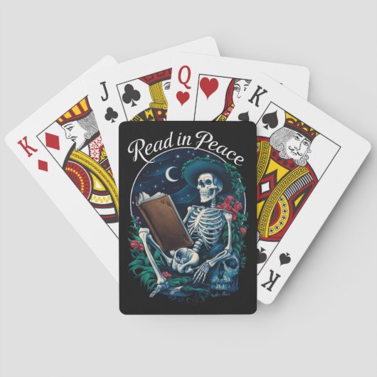 Lees in Vrede Skeleton Leesboek Lover Bookish Pokerkaarten (Achterkant)