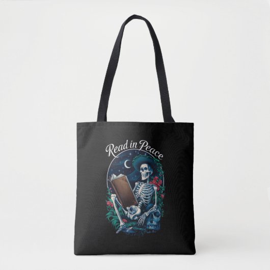 Lees in Vrede Skeleton Leesboek Lover Bookish Tote Bag (Voorkant)