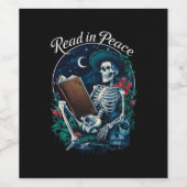 Lees in Vrede Skeleton Leesboek Lover Bookish Wijn Etiket (Enkel label)