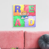 LEES jongen die kleurrijk omgepakt canvas leest Afdruk (Insitu (Woonkamer))