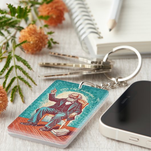 Lees Karl Marx Saint Fun Design Sleutelhanger (Voorkant Rechts)