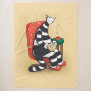 Lees Kat Illustratie Knus Boekenwurm Esthetiek Sherpa Deken