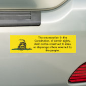 Lees me niet over het negende amendement bumpersticker (Op auto)