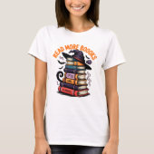 Lees meer Boeken Funny Witch Pet Spooky Book Stack T-shirt (Voorkant)