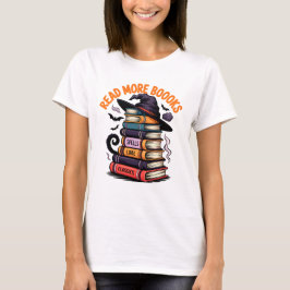Lees meer Boeken Funny Witch Pet Spooky Book Stack T-shirt