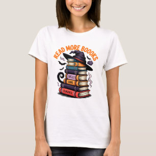 Lees meer Boeken Funny Witch Pet Spooky Book Stack T-shirt